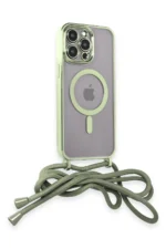 Uray store Apple iPhone 13 Pro Max Kılıf Divo Lazer Askılı Magsafe Kapak - Koyu Yeşil - Görsel 2