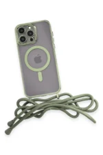 Uray store Apple iPhone 13 Pro Max Kılıf Divo Lazer Askılı Magsafe Kapak - Koyu Yeşil - Görsel 4