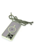 Uray store Apple iPhone 13 Pro Max Kılıf Divo Lazer Askılı Magsafe Kapak - Koyu Yeşil - Görsel 5