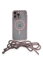 Uray store Apple iPhone 13 Pro Max Kılıf Divo Lazer Askılı Magsafe Kapak - Pembe