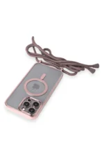 Uray store Apple iPhone 13 Pro Max Kılıf Divo Lazer Askılı Magsafe Kapak - Pembe - Görsel 5