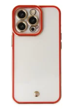 Uray store Apple iPhone 13 Pro Max Kılıf Liva Lens Silikon - Kırmızı - Görsel 2