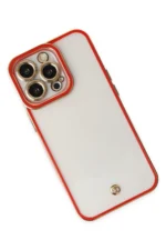 Uray store Apple iPhone 13 Pro Max Kılıf Liva Lens Silikon - Kırmızı - Görsel 3