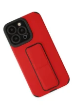 Uray store Apple iPhone 13 Pro Max Kılıf Mega Standlı Silikon - Kırmızı - Görsel 2