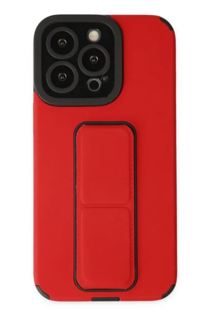 Uray store Apple iPhone 13 Pro Max Kılıf Mega Standlı Silikon - Kırmızı