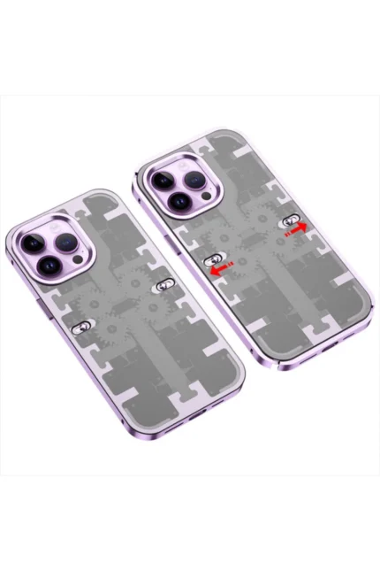 Uray store Apple iPhone 13 Pro Max Kılıf Mekanik Bumper Kapak - Derin Mor