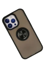 Uray store Apple iPhone 13 Pro Max Kılıf Montreal Yüzüklü Silikon Kapak - Siyah - Görsel 2