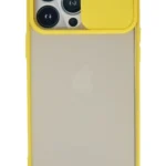 Uray store Apple iPhone 13 Pro Max Kılıf Palm Buzlu Kamera Sürgülü Silikon - Sarı
