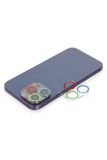Uray store Apple iPhone 13 Pro Max Renkli Kamera Lens Koruma Cam - Mavi-Yeşil