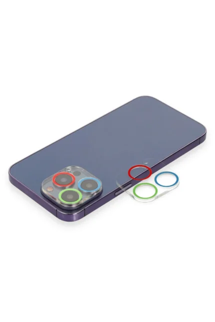 Uray store Apple iPhone 13 Pro Max Renkli Kamera Lens Koruma Cam - Mavi-Yeşil