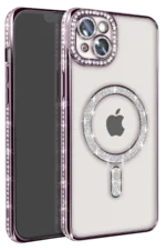 Uray store Apple iPhone 14 Kılıf Joke Simli Magneticsafe Kılıf - Derin Mor