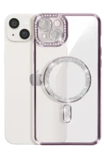 Uray store Apple iPhone 14 Kılıf Joke Simli Magneticsafe Kılıf - Derin Mor - Görsel 3