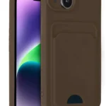Uray store Apple iPhone 14 Kılıf Kelvin Kartvizitli Silikon - Kahverengi