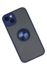 Uray store Apple iPhone 14 Kılıf Montreal Yüzüklü Silikon Kapak - Lacivert - Görsel 3