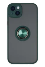 Uray store Apple iPhone 14 Kılıf Montreal Yüzüklü Silikon Kapak - Yeşil