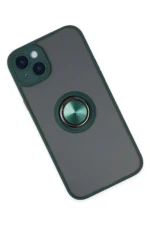 Uray store Apple iPhone 14 Kılıf Montreal Yüzüklü Silikon Kapak - Yeşil - Görsel 3