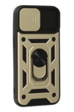 Uray store Apple iPhone 14 Kılıf Pars Lens Yüzüklü Silikon - Gold - Görsel 2