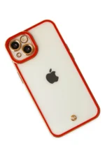 Uray store Apple iPhone 14 Plus Kılıf Liva Lens Silikon - Kırmızı - Görsel 3