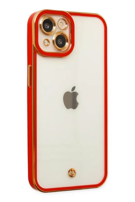 Uray store Apple iPhone 14 Plus Kılıf Liva Lens Silikon - Kırmızı