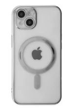 Uray store Apple iPhone 14 Plus Kılıf Magneticsafe Lazer Silikon - Gümüş - Görsel 2