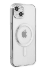 Uray store Apple iPhone 14 Plus Kılıf Magneticsafe Lazer Silikon - Gümüş