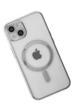 Uray store Apple iPhone 14 Plus Kılıf Magneticsafe Lazer Silikon - Gümüş - Görsel 3