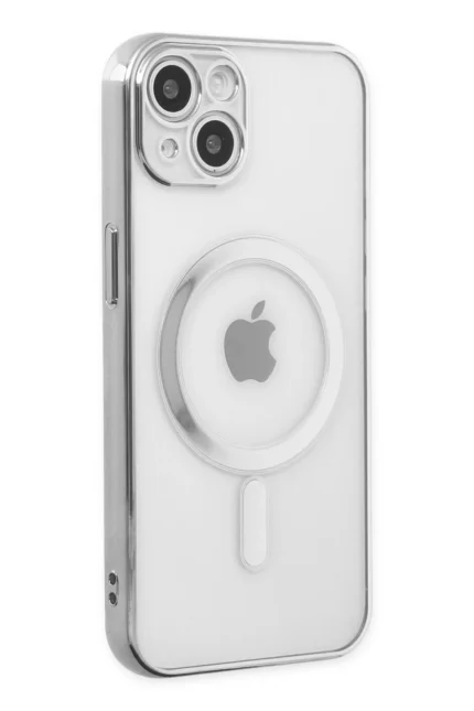 Uray store Apple iPhone 14 Plus Kılıf Magneticsafe Lazer Silikon - Gümüş
