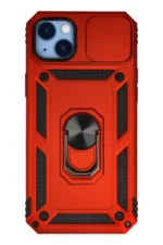 Uray store Apple iPhone 14 Plus Kılıf Pars Lens Yüzüklü Silikon - Kırmızı