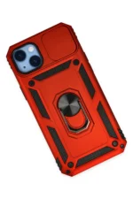 Uray store Apple iPhone 14 Plus Kılıf Pars Lens Yüzüklü Silikon - Kırmızı - Görsel 3