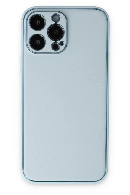 Uray store Apple iPhone 14 Pro Kılıf Coco Deri Silikon Kapak - Sky Blue