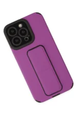 Uray store Apple iPhone 14 Pro Kılıf Mega Standlı Silikon - Mor - Görsel 5