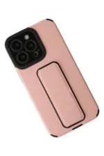 Uray store Apple iPhone 14 Pro Kılıf Mega Standlı Silikon - Pudra - Görsel 2