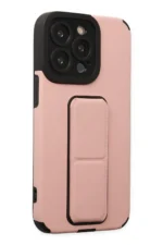 Uray store Apple iPhone 14 Pro Kılıf Mega Standlı Silikon - Pudra - Görsel 5