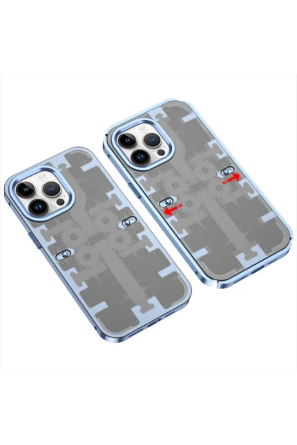 Uray store Apple iPhone 14 Pro Kılıf Mekanik Bumper Kapak - Mavi