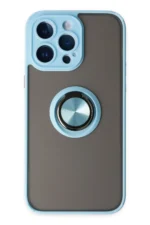 Uray store Apple iPhone 14 Pro Kılıf Montreal Yüzüklü Silikon Kapak - Buz Mavi