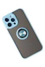 Uray store Apple iPhone 14 Pro Kılıf Montreal Yüzüklü Silikon Kapak - Buz Mavi - Görsel 3