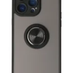 Uray store Apple iPhone 14 Pro Kılıf Montreal Yüzüklü Silikon Kapak - Siyah