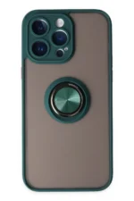 Uray store Apple iPhone 14 Pro Kılıf Montreal Yüzüklü Silikon Kapak - Yeşil