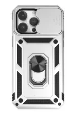 Uray store Apple iPhone 14 Pro Kılıf Pars Lens Yüzüklü Silikon - Gümüş