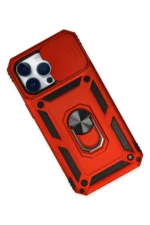 Uray store Apple iPhone 14 Pro Kılıf Pars Lens Yüzüklü Silikon - Kırmızı - Görsel 3