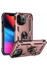 Uray store Apple iPhone 14 Pro Kılıf Sofya Yüzüklü Silikon Kapak - Rose - Görsel 2