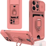 Uray store Apple iPhone 14 Pro Kılıf Zuma Kartvizitli Yüzüklü Silikon - Pembe