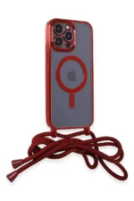 Uray store Apple iPhone 14 Pro Max Kılıf Divo Lazer Askılı Magsafe Kapak - Kırmızı - Görsel 2