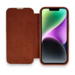 Uray store Apple iPhone 14 Pro Max Kılıf Dolpin Kapaklı - Kahverengi