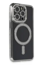 Uray store Apple iPhone 14 Pro Max Kılıf Joke Simli Magneticsafe Kılıf - Gri