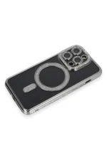 Uray store Apple iPhone 14 Pro Max Kılıf Joke Simli Magneticsafe Kılıf - Gri - Görsel 3