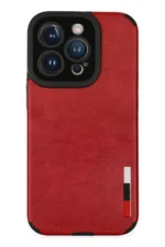 Uray store Apple iPhone 14 Pro Max Kılıf Loop Deri Silikon - Kırmızı