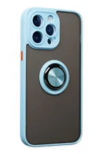 Uray store Apple iPhone 14 Pro Max Kılıf Montreal Yüzüklü Silikon Kapak - Buz Mavi - Görsel 2