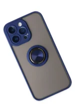 Uray store Apple iPhone 14 Pro Max Kılıf Montreal Yüzüklü Silikon Kapak - Lacivert - Görsel 3