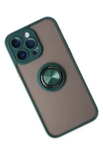 Uray store Apple iPhone 14 Pro Max Kılıf Montreal Yüzüklü Silikon Kapak - Yeşil - Görsel 3